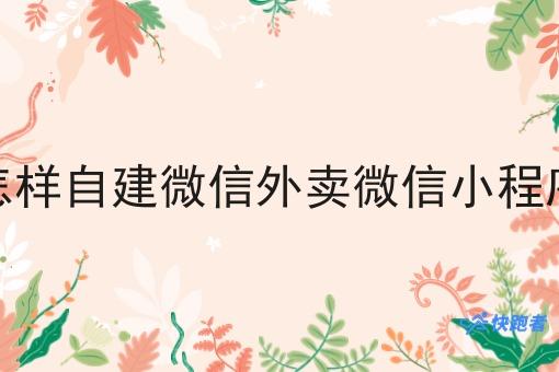 怎样自建微信外卖微信小程序