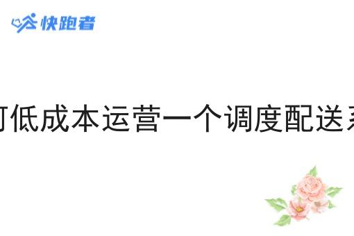 如何低成本运营一个调度配送系统