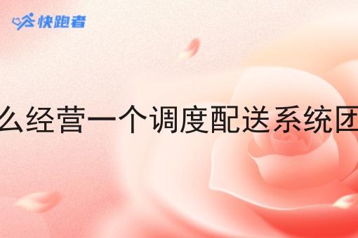 怎么经营一个调度配送系统团队
