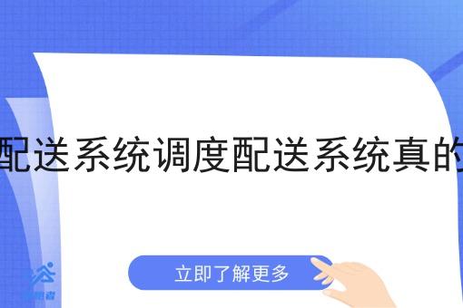 调度配送系统调度配送系统真的赚钱