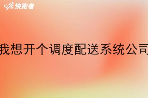 我想开个调度配送系统公司
