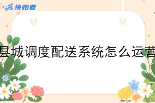 县城调度配送系统怎么运营