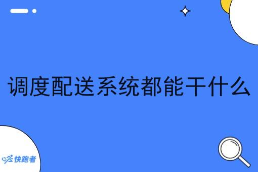 调度配送系统都能干什么