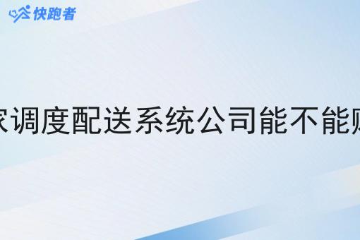 开家调度配送系统公司能不能赚钱