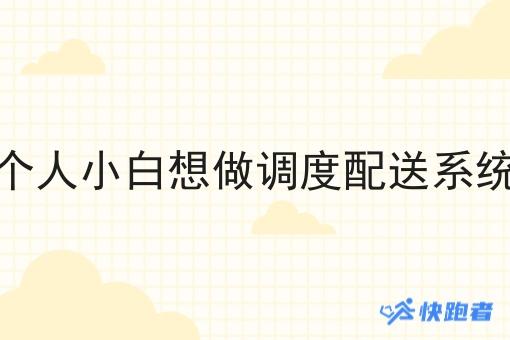个人小白想做调度配送系统