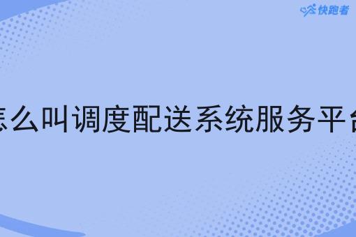 怎么叫调度配送系统服务平台