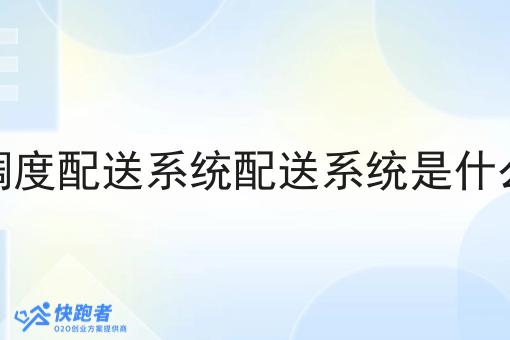 调度配送系统配送系统是什么