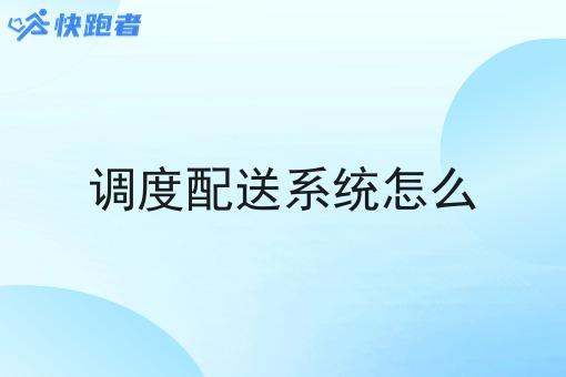 调度配送系统怎么 调度配送系统怎么