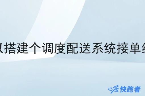 我可以搭建个调度配送系统接单经营吗