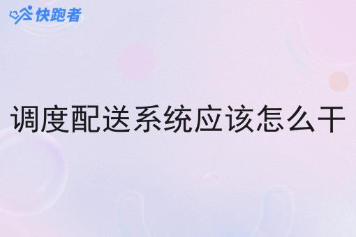 调度配送系统应该怎么干