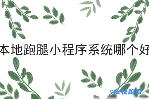 本地跑腿小程序系统哪个好