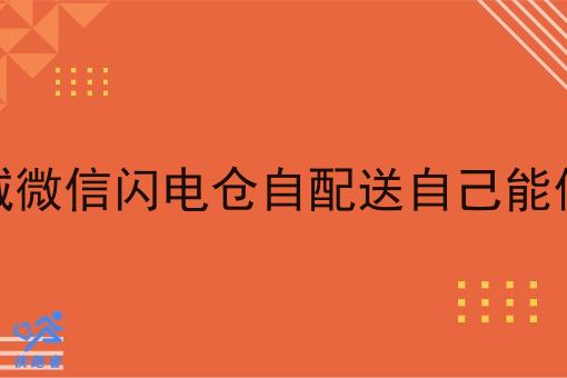 同城微信闪电仓自配送自己能做吗 同城微信闪电仓自配送自己能做吗