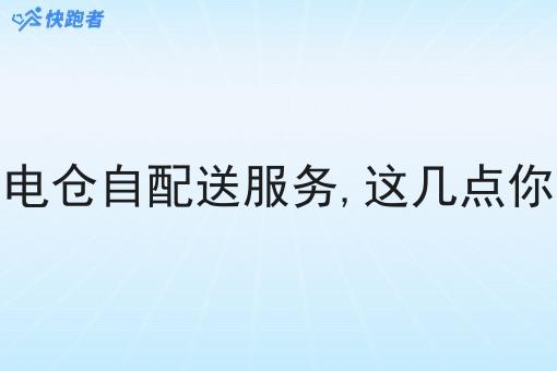 关于闪电仓自配送服务,这几点你得知道