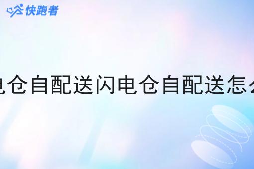 闪电仓自配送闪电仓自配送怎么做