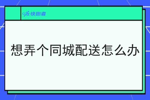 想弄个同城配送怎么办