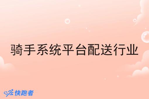 骑手系统平台配送行业