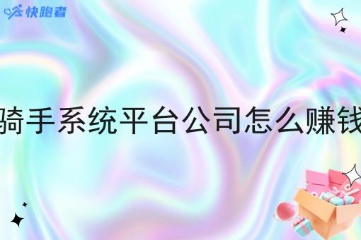 骑手系统平台公司怎么赚钱