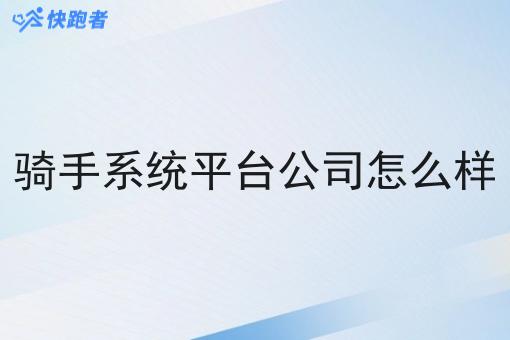 骑手系统平台公司怎么样