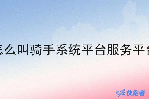 怎么叫骑手系统平台服务平台