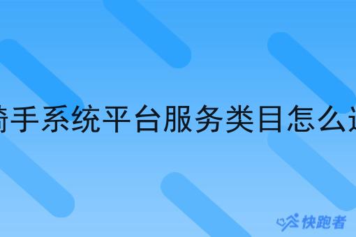 骑手系统平台服务类目怎么选
